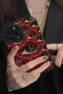 Y2K Retro Devil Eyes Phone Case - Perfect for 90s and Grunge Outfits