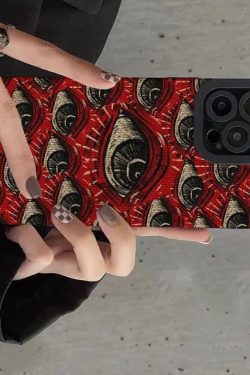 Y2K Retro Devil Eyes Phone Case - Perfect for 90s and Grunge Outfits