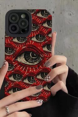 Y2K Retro Devil Eyes Phone Case - Perfect for 90s and Grunge Outfits