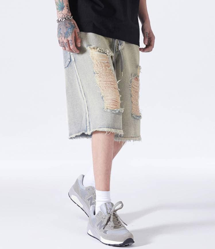 Y2K Retro Distressed Light Wash Denim Shorts - Perfect for 90s and Grunge Outfits Y2K Retro Distressed Light Wash Denim Shorts - Perfect for 90s and Grunge Outfits