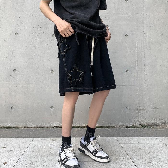 Y2K Retro Drawstring Shorts with Star Embroidery - Perfect for Summer Outfits Y2K Retro Drawstring Shorts with Star Embroidery - Perfect for Summer Outfits