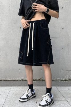 Y2K Retro Drawstring Shorts with Star Embroidery - Perfect for Summer Outfits