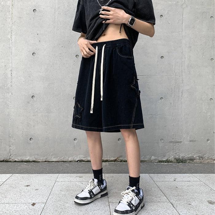 Y2K Retro Drawstring Shorts with Star Embroidery - Perfect for Summer Outfits Y2K Retro Drawstring Shorts with Star Embroidery - Perfect for Summer Outfits