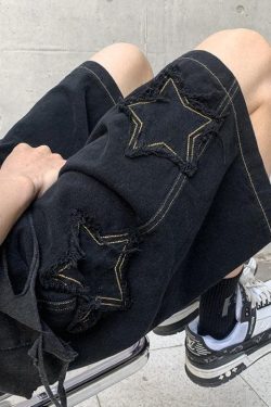 Y2K Retro Drawstring Shorts with Star Embroidery - Perfect for Summer Outfits