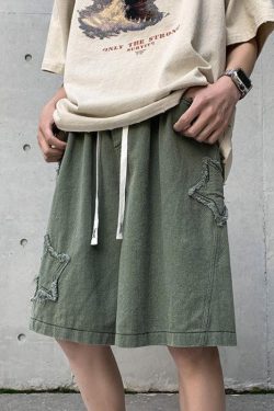 Y2K Retro Drawstring Shorts with Star Embroidery - Perfect for Summer Outfits