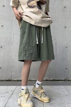 Y2K Retro Drawstring Shorts with Star Embroidery - Perfect for Summer Outfits