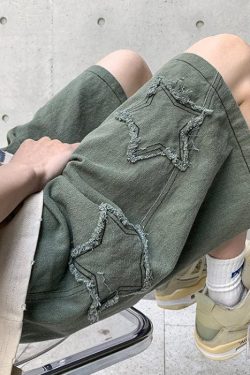Y2K Retro Drawstring Shorts with Star Embroidery - Perfect for Summer Outfits