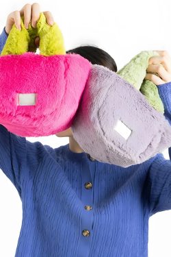 Y2K Retro Fluffy Faux Fur Basket Handbag - Perfect for 90s and Y2K Fashion Outfits