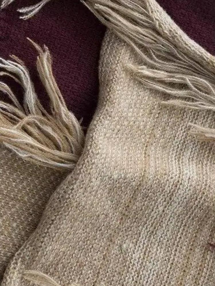 Y2K Retro Fringe Patchwork Knitted Sweater - Perfect for 90s and Grunge Outfits Y2K Retro Fringe Patchwork Knitted Sweater - Perfect for 90s and Grunge Outfits