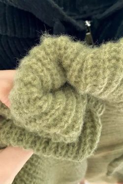 Y2K Retro Oversized Knitted Hooded Cardigan - Perfect for Grunge and 90s Fashion Outfits