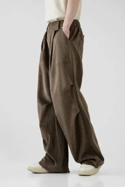 Y2K Retro Pleated Wide Leg Pants - Perfect for 90s and Grunge Outfits