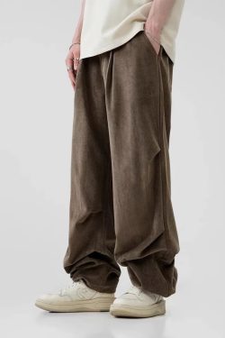 Y2K Retro Pleated Wide Leg Pants - Perfect for 90s and Grunge Outfits