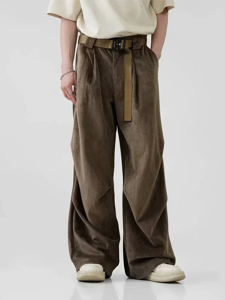 Y2K Retro Pleated Wide Leg Pants - Perfect for 90s and Grunge Outfits