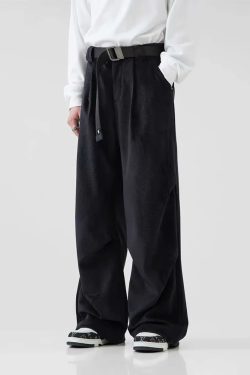 Y2K Retro Pleated Wide Leg Pants - Perfect for 90s and Grunge Outfits