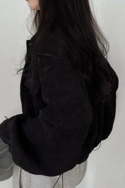 Y2K Retro Puff Sleeved Corduroy Crop Shirt - Perfect for 90s and Grunge Outfits