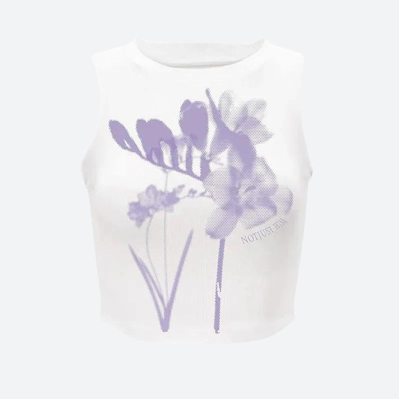 Y2K Retro Purple Flowers Tank Top - Perfect for 90s and Y2K Summer Outfits Y2K Retro Purple Flowers Tank Top - Perfect for 90s and Y2K Summer Outfits