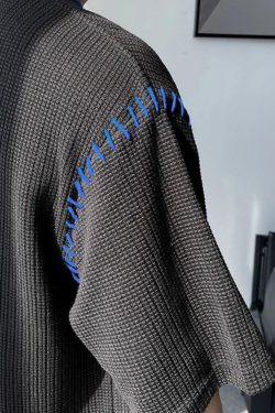 Y2K Retro Soft Boy Contrast Stitch Tee - Perfect for 90s and Grunge Outfits