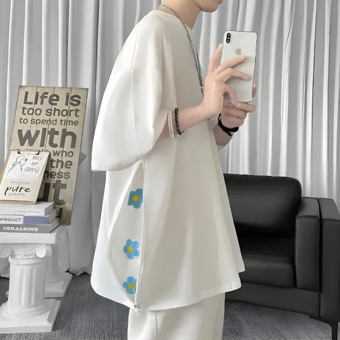 Y2K Retro Soft Boy Daisy Oversize Tee - Perfect for 90s and Grunge Outfits