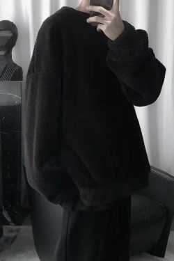 Y2K Retro Soft Boy Oversized Teddy Sweatshirt - Perfect for Grunge and 90s Fashion