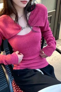 Y2K Retro Soft Girl Corduroy Cardigan Vest Set - Perfect for 90s and Y2K Outfits