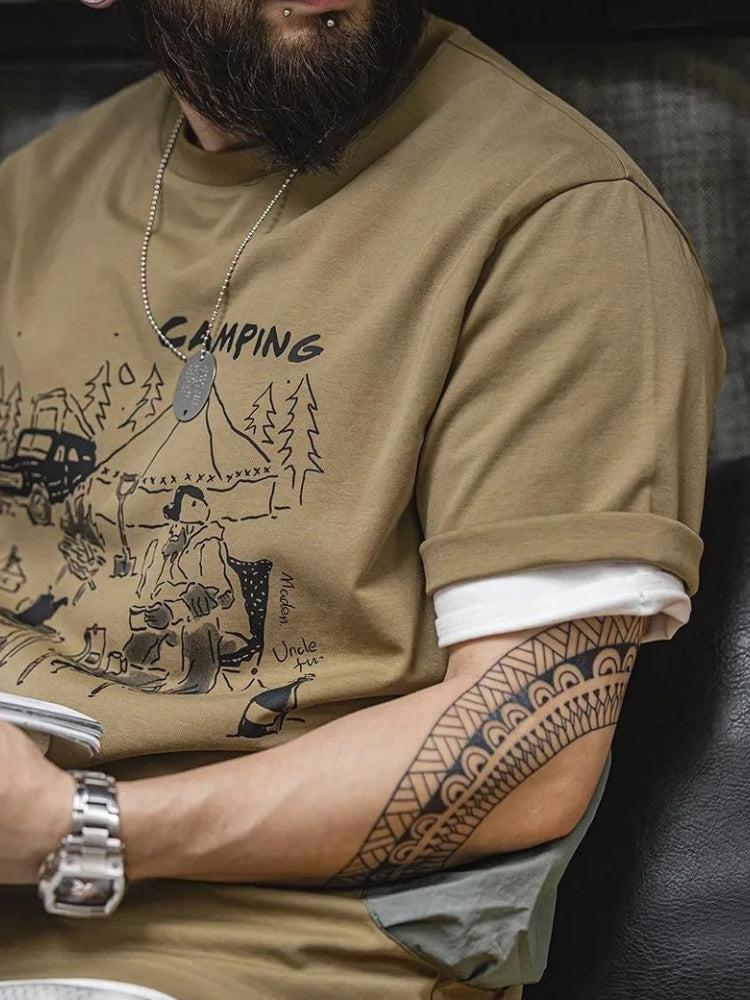 Y2K Retro Style Camping Pocket Tee - Perfect for 90s and Grunge Outfits