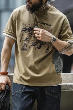 Y2K Retro Style Camping Pocket Tee - Perfect for 90s and Grunge Outfits