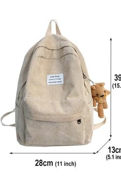 Y2K Retro Teddy Bear Corduroy Backpack - Perfect for 90s and Y2K Fashion Outfits