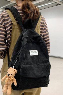 Y2K Retro Teddy Bear Corduroy Backpack - Perfect for 90s and Y2K Fashion Outfits