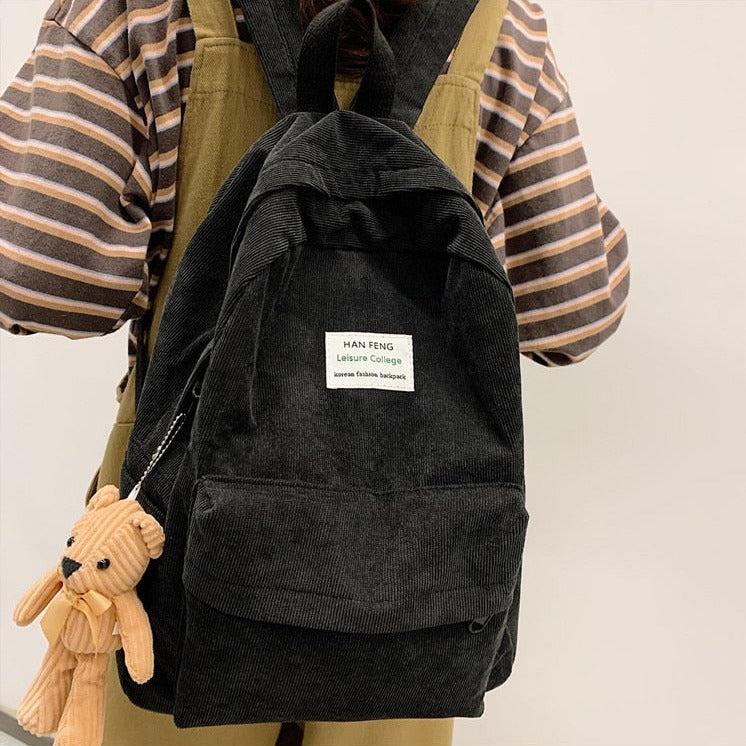 Y2K Retro Teddy Bear Corduroy Backpack - Perfect for 90s and Y2K Fashion Outfits Y2K Retro Teddy Bear Corduroy Backpack - Perfect for 90s and Y2K Fashion Outfits