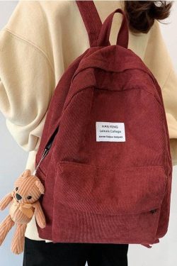 Y2K Retro Teddy Bear Corduroy Backpack - Perfect for 90s and Y2K Fashion Outfits