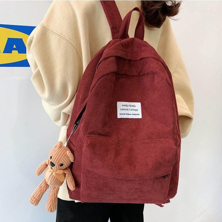 Y2K Retro Teddy Bear Corduroy Backpack - Perfect for 90s and Y2K Fashion Outfits Y2K Retro Teddy Bear Corduroy Backpack - Perfect for 90s and Y2K Fashion Outfits