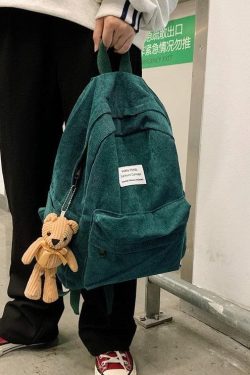 Y2K Retro Teddy Bear Corduroy Backpack - Perfect for 90s and Y2K Fashion Outfits