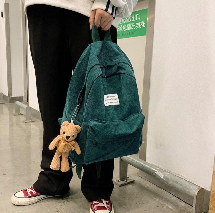 Y2K Retro Teddy Bear Corduroy Backpack - Perfect for 90s and Y2K Fashion Outfits Y2K Retro Teddy Bear Corduroy Backpack - Perfect for 90s and Y2K Fashion Outfits