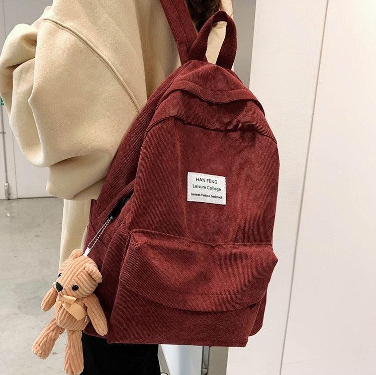 Y2K Retro Teddy Bear Corduroy Backpack - Perfect for 90s and Y2K Fashion Outfits Y2K Retro Teddy Bear Corduroy Backpack - Perfect for 90s and Y2K Fashion Outfits