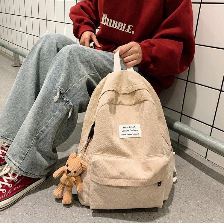 Y2K Retro Teddy Bear Corduroy Backpack - Perfect for 90s and Y2K Fashion Outfits Y2K Retro Teddy Bear Corduroy Backpack - Perfect for 90s and Y2K Fashion Outfits