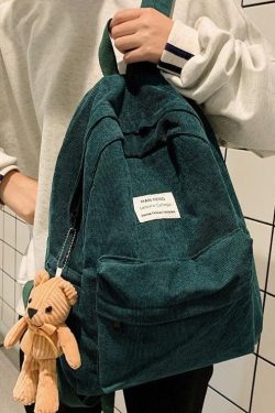 Y2K Retro Teddy Bear Corduroy Backpack - Perfect for 90s and Y2K Fashion Outfits