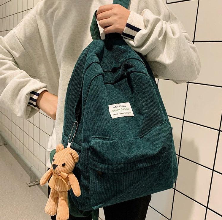 Y2K Retro Teddy Bear Corduroy Backpack - Perfect for 90s and Y2K Fashion Outfits