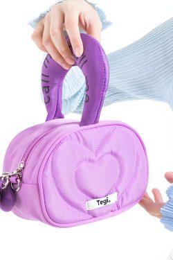 Y2K Retro Weirdcore Heart Puffer Handbag - Perfect for 90s and Y2K Outfits