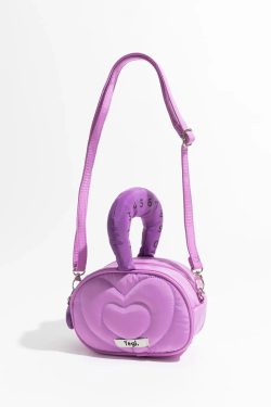 Y2K Retro Weirdcore Heart Puffer Handbag - Perfect for 90s and Y2K Outfits
