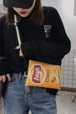 Y2K Retro Weirdcore Lays Chips Crossbody Bag - Unique 90s Fashion Statement Accessory