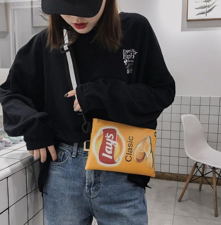 Y2K Retro Weirdcore Lays Chips Crossbody Bag - Unique 90s Fashion Statement Accessory