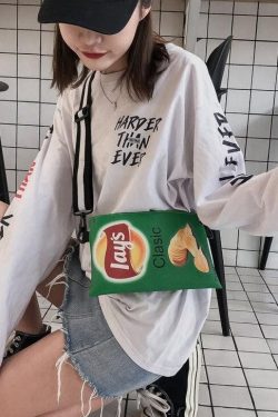 Y2K Retro Weirdcore Lays Chips Crossbody Bag - Unique 90s Fashion Statement Accessory