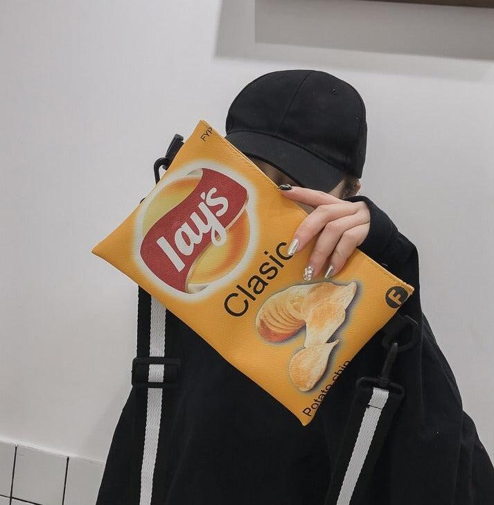 Y2K Retro Weirdcore Lays Chips Crossbody Bag - Unique 90s Fashion Statement Accessory
