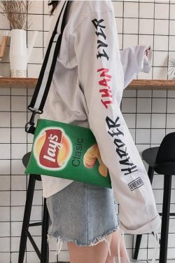 Y2K Retro Weirdcore Lays Chips Crossbody Bag - Unique 90s Fashion Statement Accessory