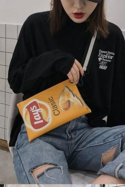 Y2K Retro Weirdcore Lays Chips Crossbody Bag - Unique 90s Fashion Statement Accessory