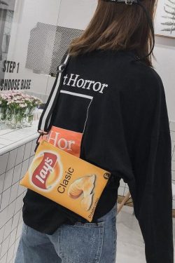 Y2K Retro Weirdcore Lays Chips Crossbody Bag - Unique 90s Fashion Statement Accessory
