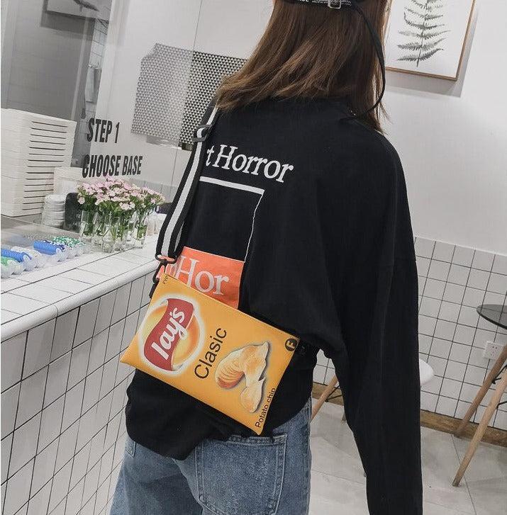 Y2K Retro Weirdcore Lays Chips Crossbody Bag - Unique 90s Fashion Statement Accessory