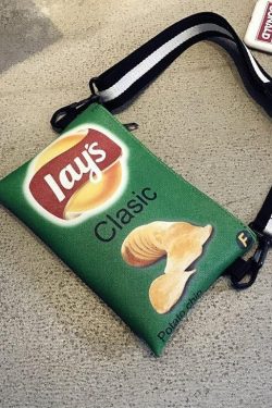 Y2K Retro Weirdcore Lays Chips Crossbody Bag - Unique 90s Fashion Statement Accessory