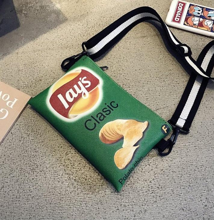 Y2K Retro Weirdcore Lays Chips Crossbody Bag - Unique 90s Fashion Statement Accessory
