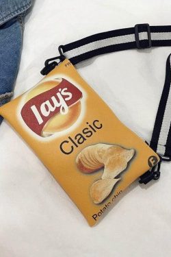 Y2K Retro Weirdcore Lays Chips Crossbody Bag - Unique 90s Fashion Statement Accessory